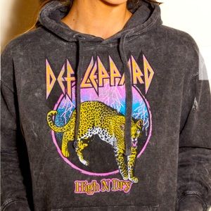 Black Mineral Wash Def Leppard hoodie